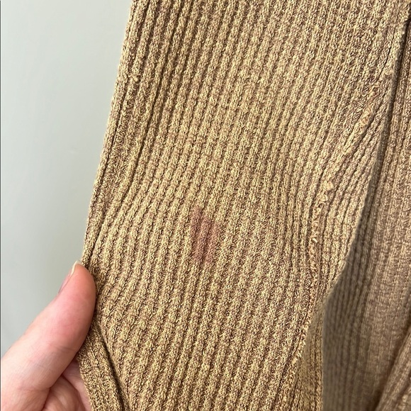 We the Free Waffle Knit Shirt Tan Peplum Knit Top XS - Picture 8 of 10